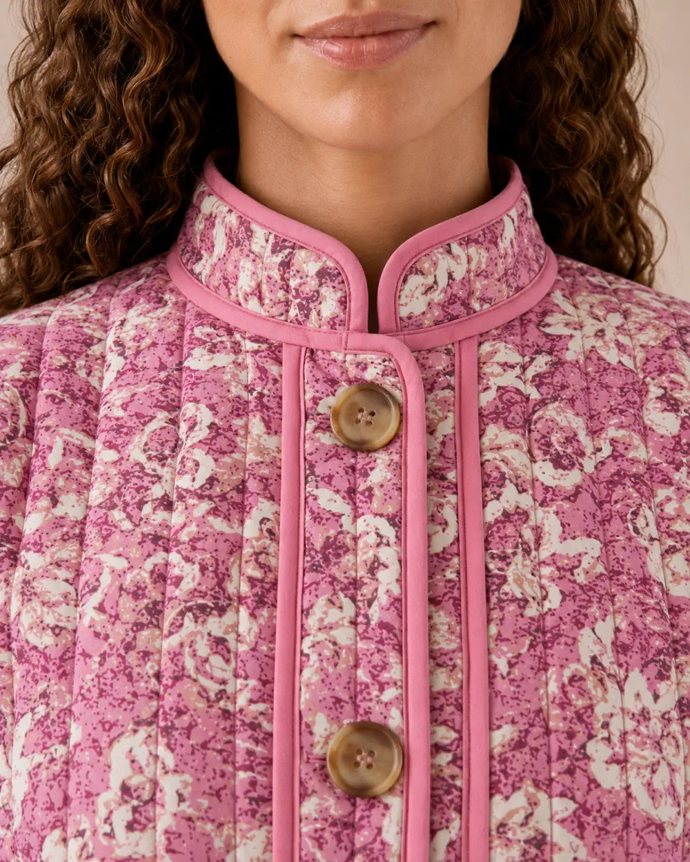 veste kimono matelassee femme rose fleurie